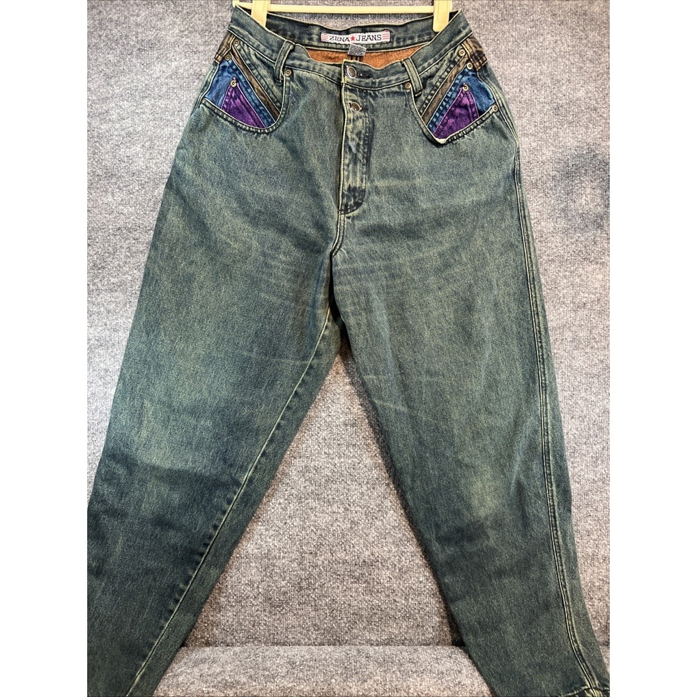 Vintage 90s Zena Colorblock High-Waist Reworked Jeans - Sz 14 (Runs Smaller)